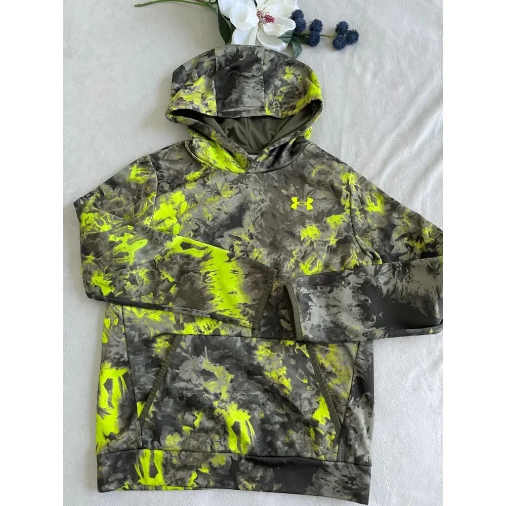 Under Armour Youth Loose Fit Camouflage Hoodie YMD Neon Yellow & Gray Pullover